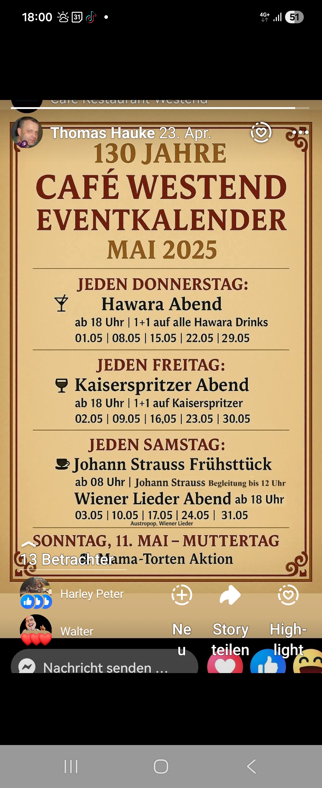 Cafe Westend Evend Kalender Mai 2026